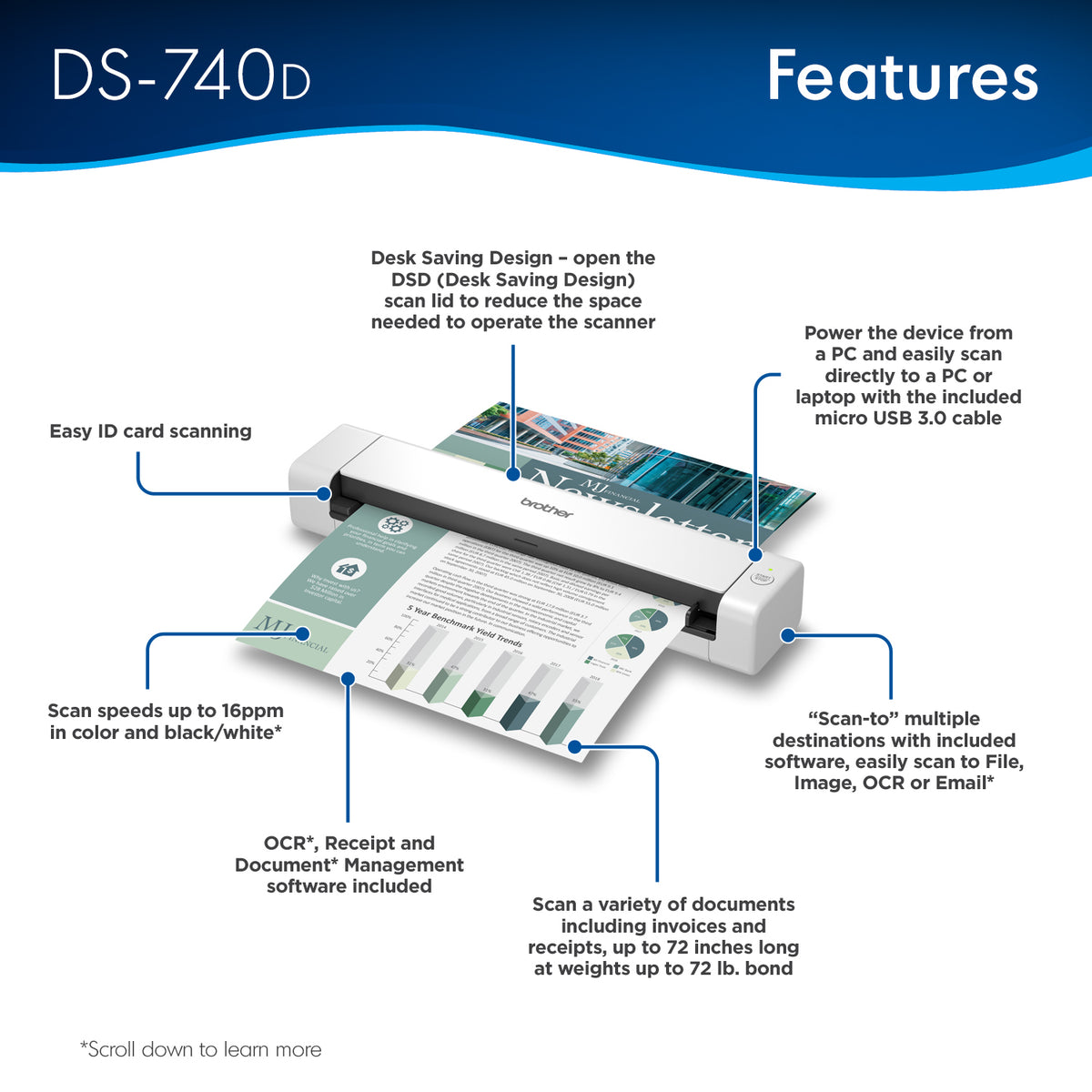 Brother DS-740D escáner portátil