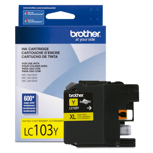 Cartucho de Tinta Brother LC103Y / Amarillo / 600 páginas / MFC J4510DW