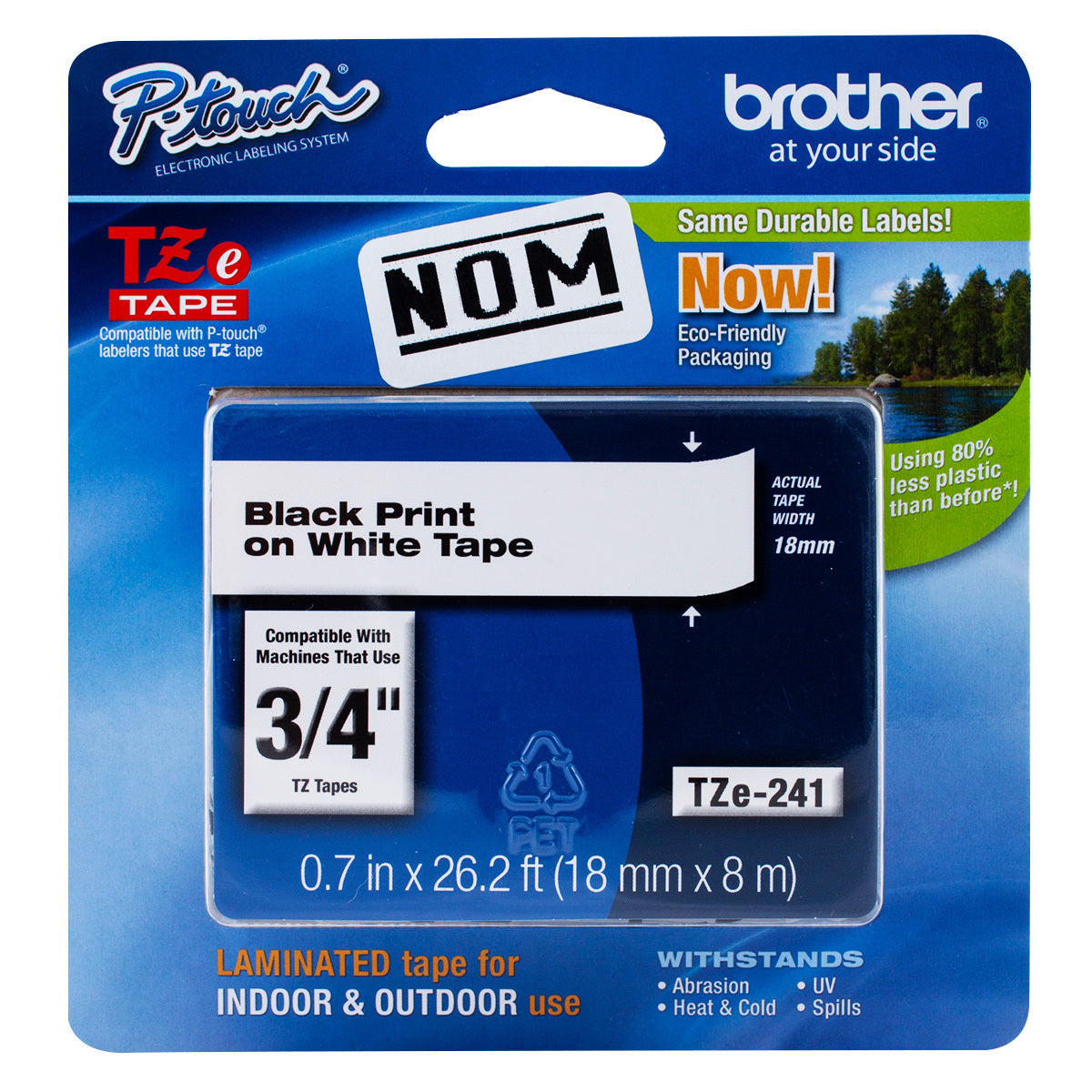 Cinta Negro/Blanco Brother TZE241 18 mm