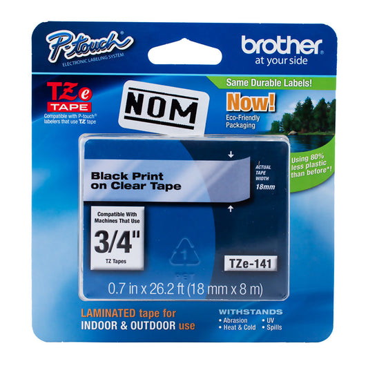 Cinta Negro/Transparente Brother TZ141 18 mm